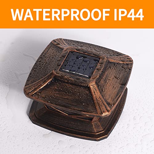 Miyole 4 Pack Solar Fence Post Lights, Outdoor Warm White High Brightness Smd Led Lighting Waterproof Deck Post Cap Lights, Fits 4X4 5X5 6X6 Wooden Posts #TOP7