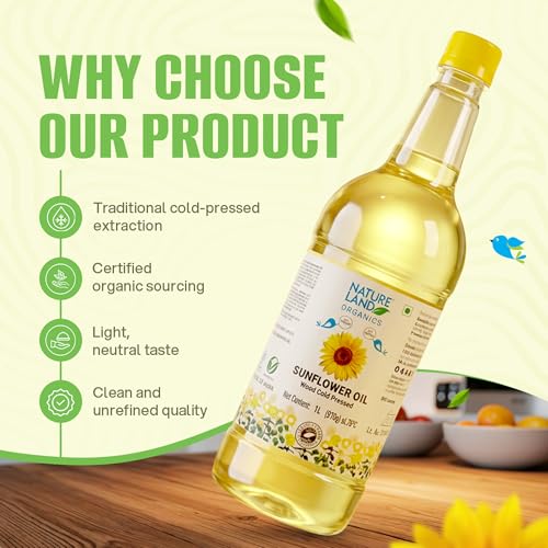 Image of Natureland Organics Sunflower Oil 1 Ltr - Cold Pressed