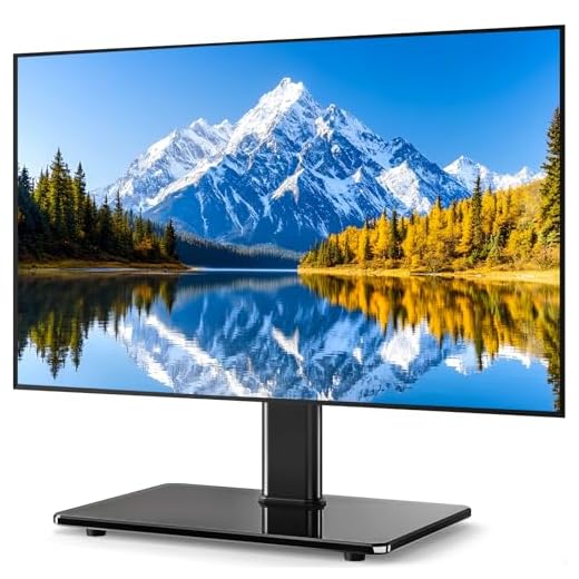 5Rcom Universal Swivel Tabletop TV Stand Base with Mount for 27 32 37 40 42 46 50 55 inch LCD LED Plasma Flat Screens, Height Adjustable TV Base Replacement,Tempered Glass Base,Holds up to 88lbs