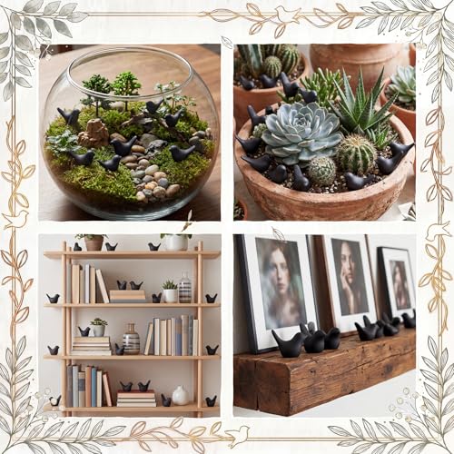 Figuritas negras de pájaros miniatura de resina, 100 pcs miniatura 4
