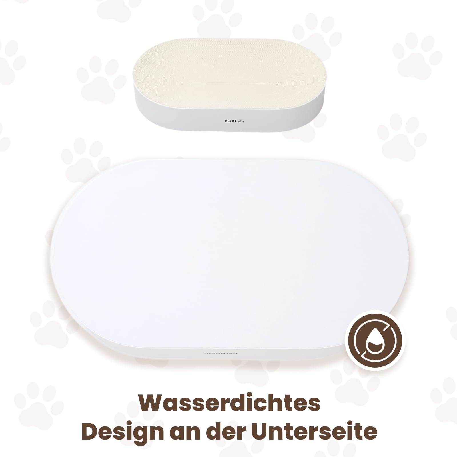 Zen Paw Kratzbrett und Katzenbett 63x35cm – Ergonomische Kratzpappe aus Wellpappe, wasserfeste Basis, schadstofffrei und langlebig, XL Kratzmöbel, Weiß