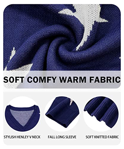 RITERA Womens Plus Size Sweaters Star Long Sleeve Casual Patriotic Pullover Warm Jumper Knit Tops XL-5XL4