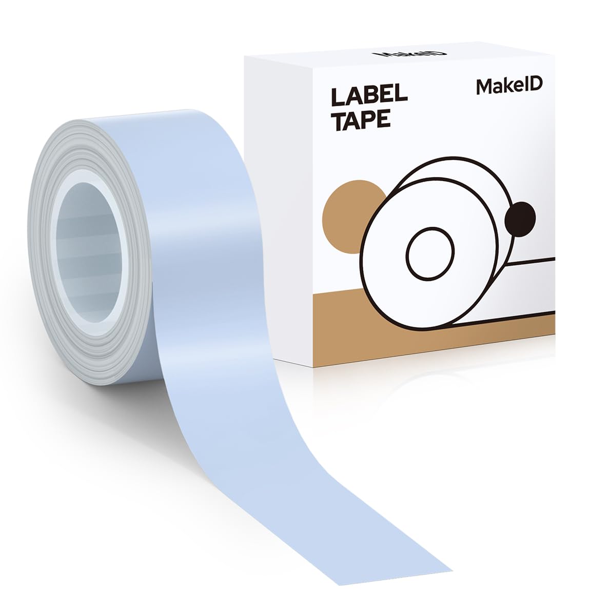 MakeID E1 Q1 Label Maker Tape Refills, 16mm x 4m (0.63" x 13') Continuous Sticker Thermal Laminated Waterproof Self-Adhesive Multipurpose Labeling