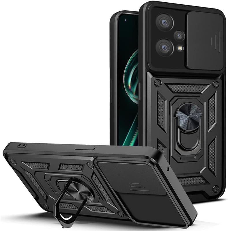 Image of Luxe Back Cover for OnePlus Nord CE 2 Lite 5G | D10 Tough Armor | Sliding Camera Shield | 360 Protection | Kickstand Ring Holder | Military-Grade Shockproof Bumper