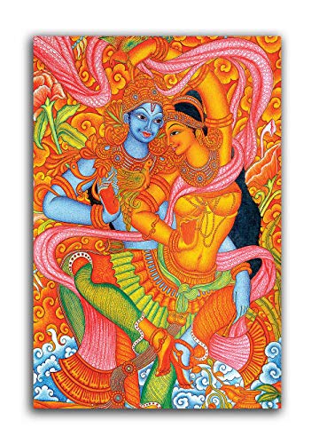 Image of Tamatina Modern Art Canvas Painting | Radha Krishna | Abstract Art Unframed painting for Home decor|size - 13X9 Inches.o224