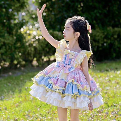 Quenny Spring/Summer Girls' Vest Skirt Children's Cartoon Fluffy Fashion Casual Princess Dress2