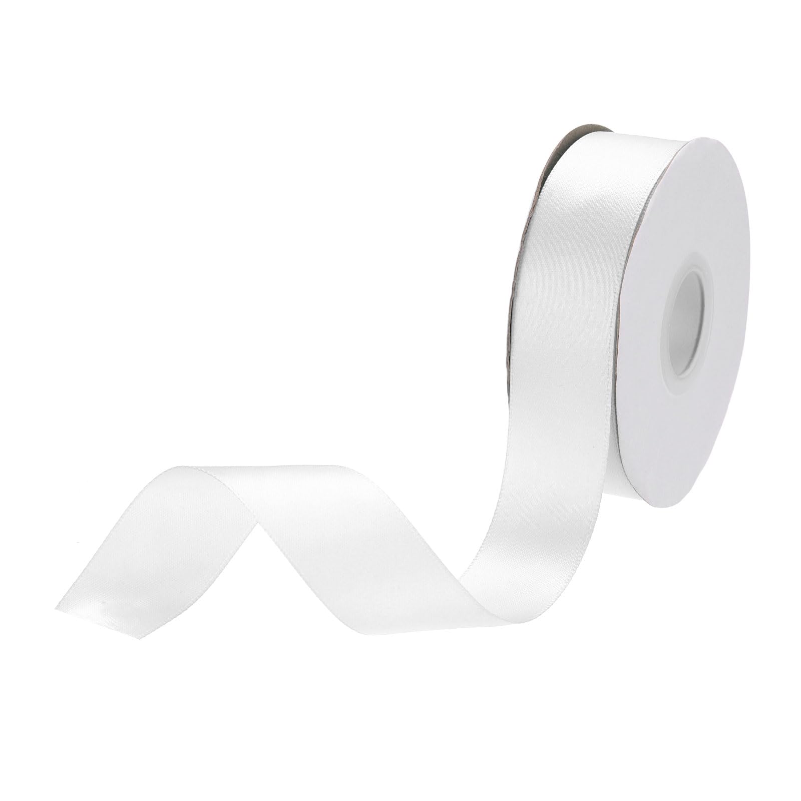 DMiotech 25mm Satin Ribbon 23m/75ft Thin Double Face Fabric Grosgrain Ribbon for Gift Wrapping Floral Hair Flower Bouquet White