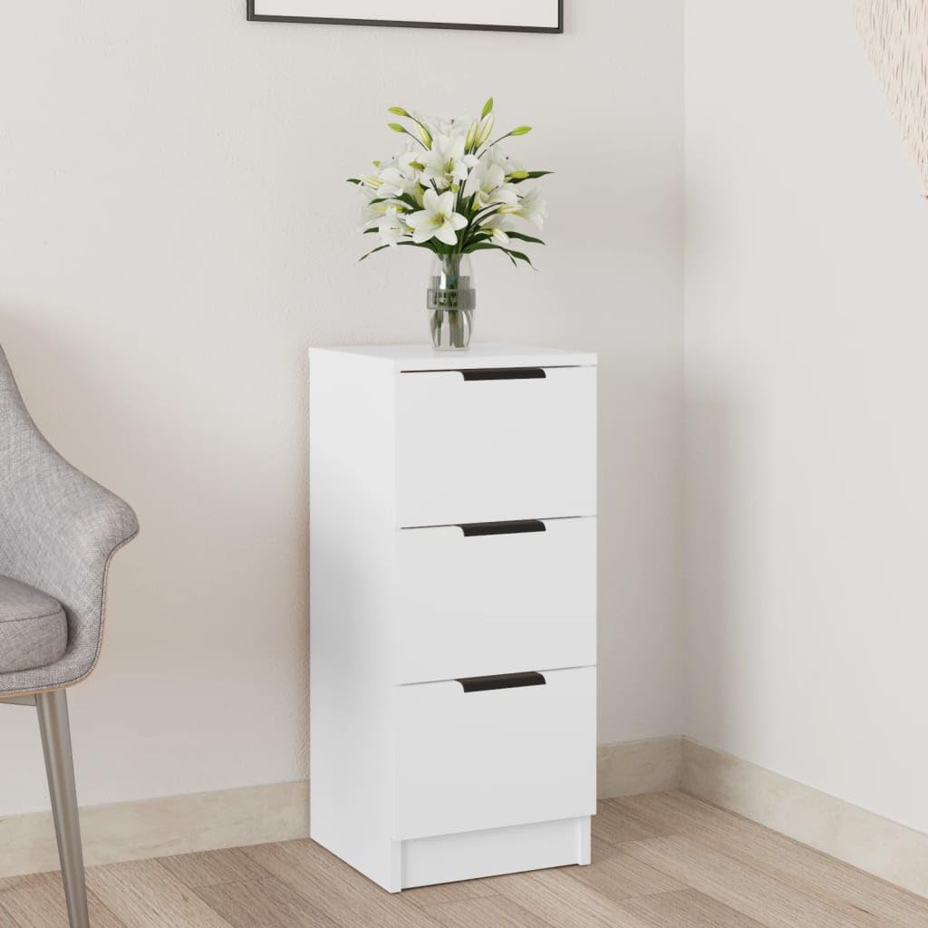 vidaXL Aparador de Mueble Armario Espacio Almacenamiento Cajones Auxiliar Salón Consola Teléfono en Casa Madera Contrachapada Blanco