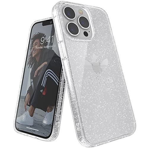 adidas Coque conçue pour iPhone 13 Pro 6.1, Coque testée Contre Les Chutes, Bords surélevés résistants aux Chocs, Coque de Protection d'origine, Transparente à Paillettes