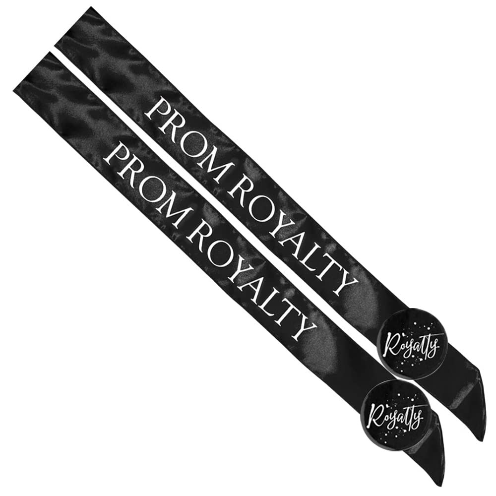 Anderson'sProm Royalty Sash Set with Black and White Sashes and Black and White Buttons, High School