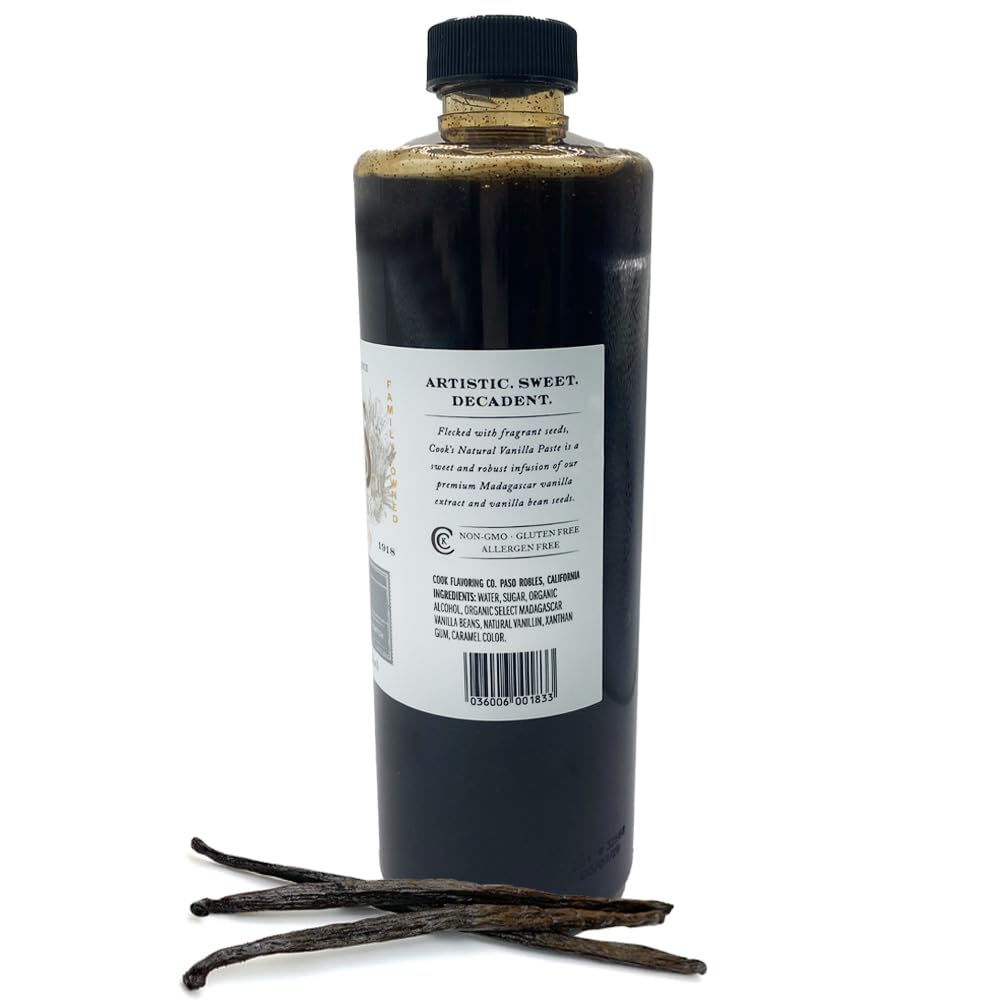 Cook's, Natural Vanilla Bean Paste, Gourmet Grade A Madagascar Premium Vanilla Made with Fresh Vanilla Beans for Baking and Cooking, 16 oz