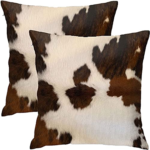 Zwifitt Fundas de almohada decorativas 2 unidades de piel de vaca abstracta África animal granja moda hogar sofá funda de almohada regalo para sofá cama interior 45,7 x 45,7 cm Cover