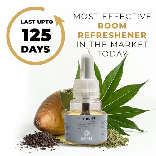 Image of EKAM | Combo Pack Of 3 | Woody & Fresh Fragrance Scented Plug-In Air Freshener Refill| 45ml Each | Lasts up to 125 Days Each / 500 Hours Each | Perfect for Living Rooms, Bedrooms & More