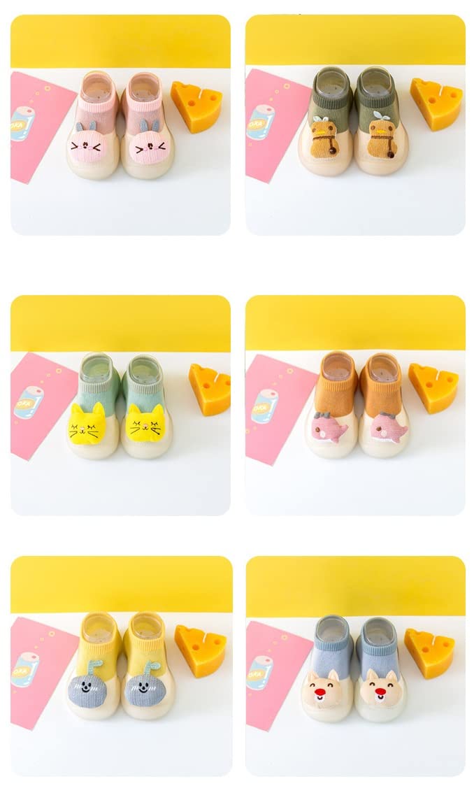 EVISCLUE Children's Multicolor Random Cartoon Cotton and Silicon Rubber base Shoes Cum Socks, Antislip Soft Sole Kid's Shoes, Breathable Socks Shoes For Baby (Multicolor) 2