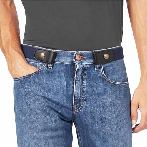 Image of WHIPPY No Buckle Stretch No Show Belt for Men 1.38 inches Wide, Buckless Invisible Elastic Belt for Jeans Pants