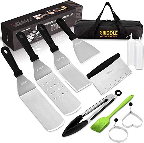 Griddle Accessories Kit Restaurant Grade Stainless Steel Griddle Spatula Set for Flat Top Grill Professional Spatulas Tool Kit for BBQ Gift Idea for Men Dad Husband Father Chef