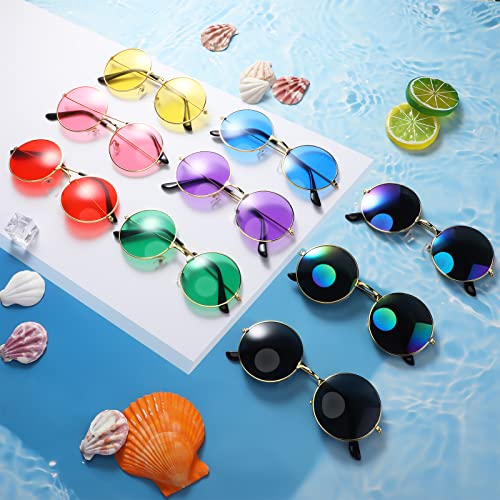 Geelin 42 Pairs Round Hippie Sunglasses Bulk 60s 70s Retro Circle Colored Disco Glasses for Women Men Vintage Birthday Party4