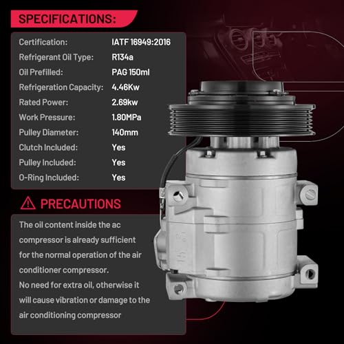 BDFHYK 78391 Air Conditioning A/C Compressor with Clutch Compatible with Toyota Corolla 2003-2008 L4 1.8L, Compatible with Toyota Matrix 2003 2004 2005 2006 2007 2008 L4 1.8L