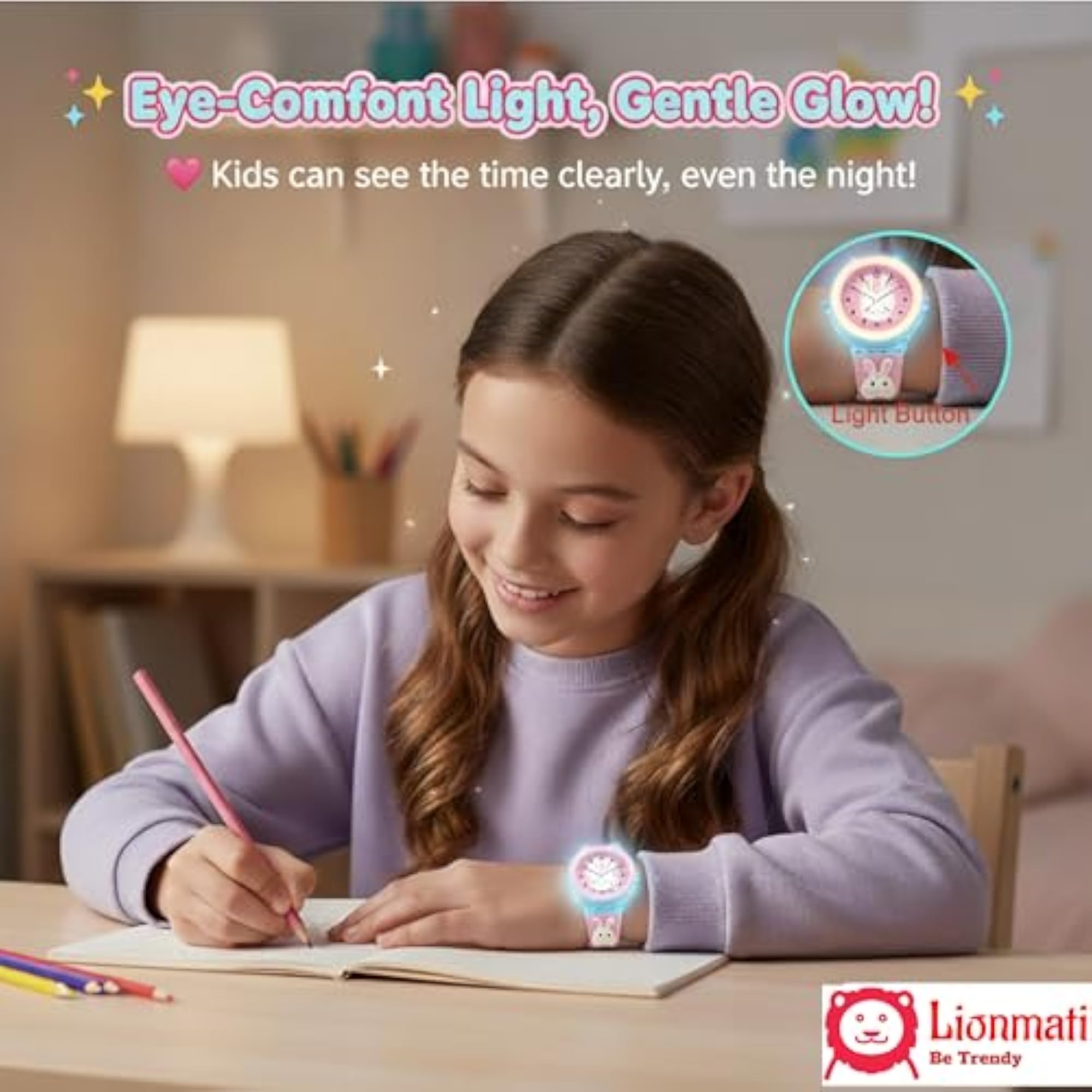 Rabbit Cartoon Watch for Girls Ages 3-12