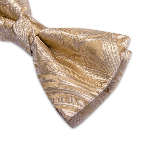 Image of DiBanGu Pre-Tied Bow Ties for Men Silk Adjustable Tuxedo Bowties Pocket Square Cufflinks Set with Lapel Pin Jacquard Woven