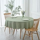 maxmill Round Textured Tablecloth Spill-Proof Wrinkle Free Soft Jacquard Table Cloth for Circular Table Cover, for Dining Room Buffet Banquet Parties Holiday Dinner, 70 Inch, Sage Green