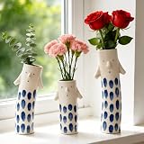 MOUGIGI Cute Family Face Vases Set of 3 - Unique Ceramic Bud Vases for Small Flower - Fun Modern Aesthetic Decor for Home - Pretty Decorative Flower Holder for Women and Kids for Spring