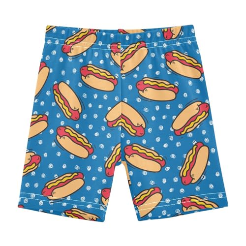 JHKKU Girls Cartoon Hot Dog Shorts Cotton Cartwheel Bike Kids Biker Under Dress Dance Short Girl Clothes 5T