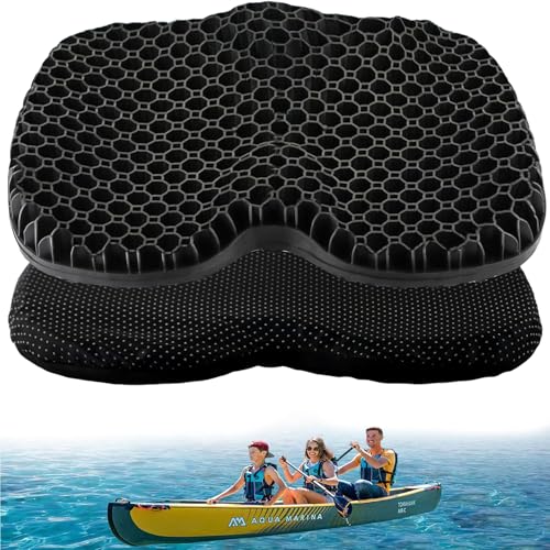 LILITUAN Anti Slip Kayak Seat Cushion,Waterproof Gel Kayak Seat Pad,Thicken Kayak Cushion with Black Non-Slip Cover for Sit in Kayak Seat,Kayak Accessories for Fishing Kayak (Black)