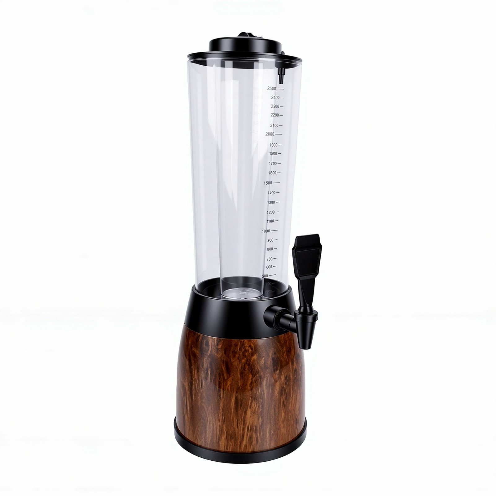 Distributeur de Boissons en Plastique 2,5 L avec Tube de Glace LED, Colonne à Glace Amovible pour Fêtes de Bière, Usage Domestique (Couleur du bois)