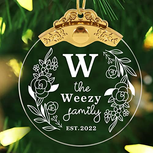 Adorno De Navidad Personalizado con Nombre De Familia 2022, Regalo De Decoración De Navidad para Nuestra Familia, Adorno De árbol De Navidad De Cristal Circular De Decoración De Navidad