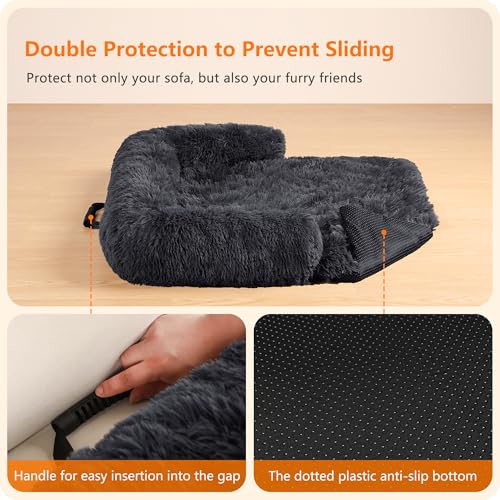 HMTOPE Hundebett, Anti-Bewuchs Hundedecke, Hundesofa, Sofaschutz, Waschbar und rutschfest Hundekissen für Mittelgroße Hunde, Größe L, 95 x 85 x 16 cm, Dunkelgrau