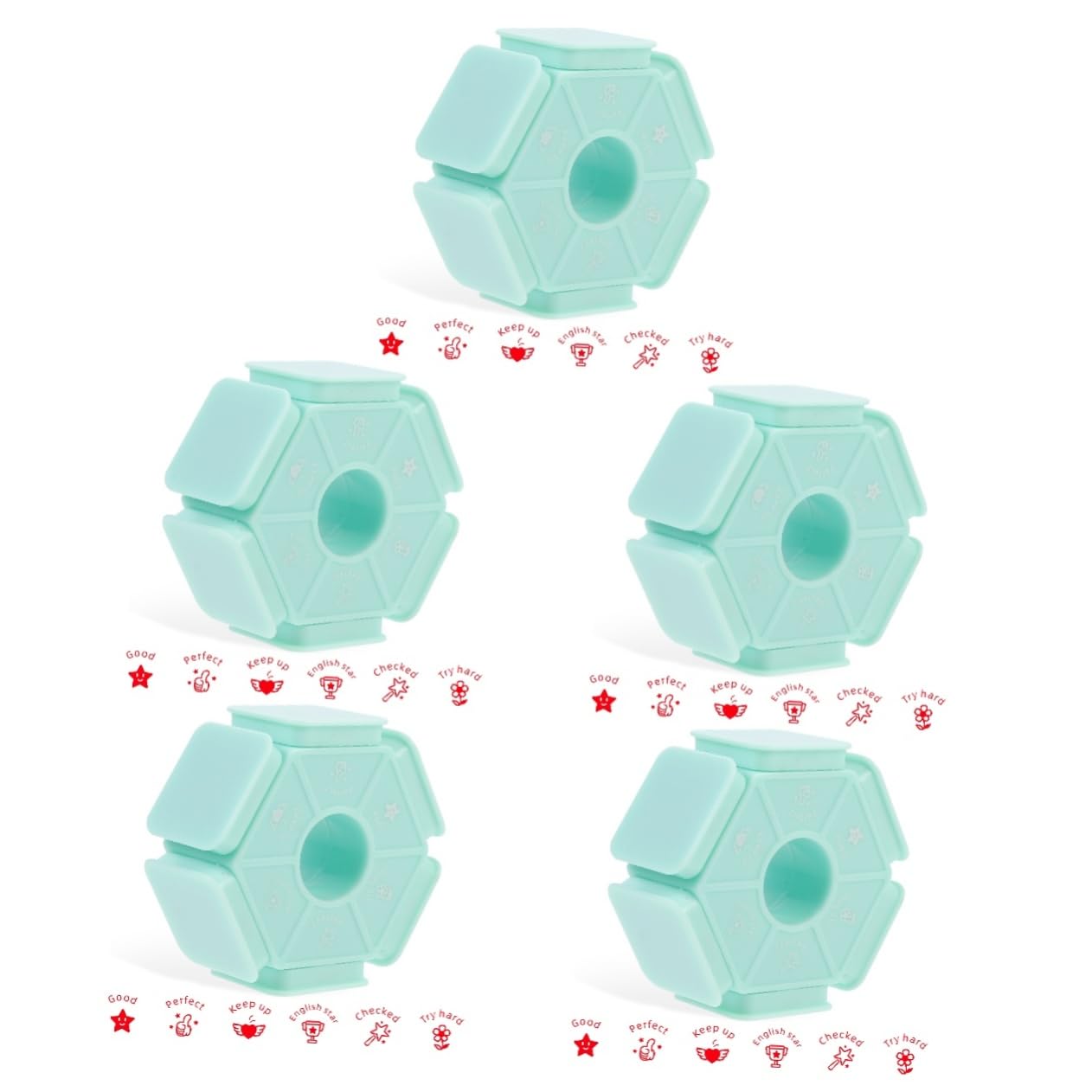 SHINEOFI 5pezzi Teacher Stamper Multisided Timbri Per Commenti e Valutazioni Scolastiche Materiale Sicuro e Riutilizzabile Per Insegnanti e Forniture Scolastiche