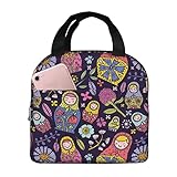 Fiokroo Lunch Bag Insulated Russian Nesting Dolls Matryoshka Lunch Box Reusable Waterproof Lunch Tote Bag For School Work College Outdoor Travel Picnic, 6l