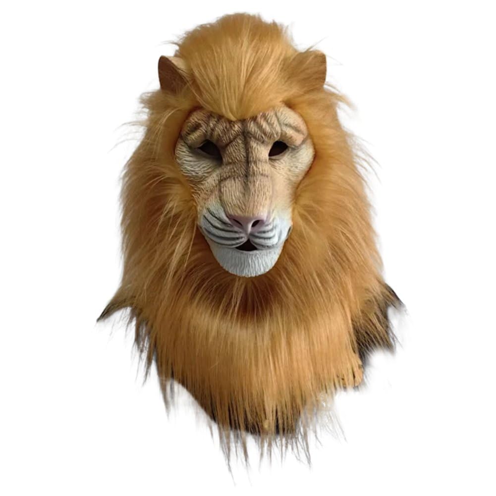 Ericetion Full Head Yellow Lion Mask,Realistic Furry Lion Head Mask,Halloween Animal Costume for Role-Play Party Fursuit Animal Headgear Stuff