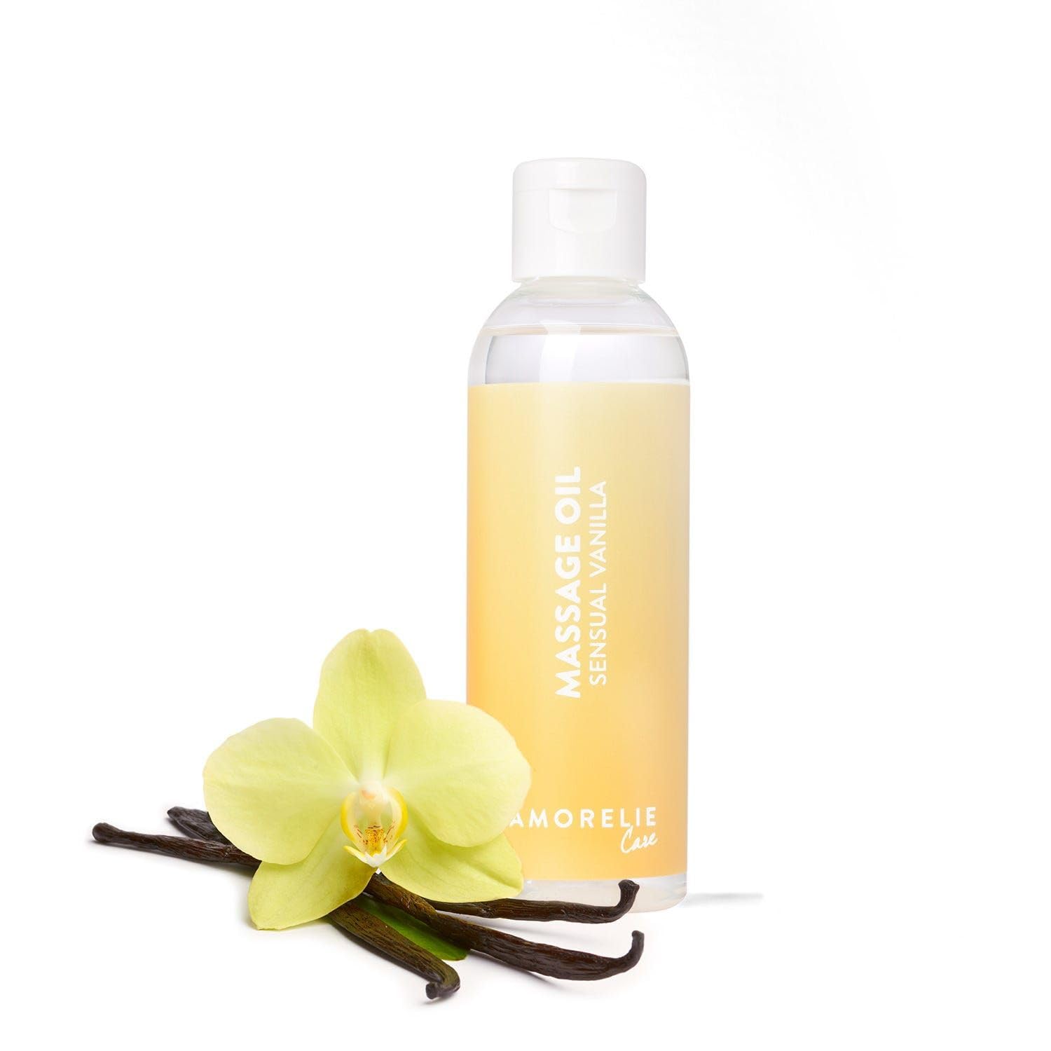 AMORELIE Care – Erotik Massageöl Sensual Vanilla Feuchtigkeitsspendend Vanille (100ml)