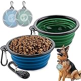 【Verpackungsmenge】2 Silikon-Reisenäpfe für Hunde mit Deckel plus Klicktraining. Farben : Blau + Grüne. Material :Die Auslaufsichere Futternapf ist Von Hochwertige Silikon Produziert ,Lange Lebensdauer ,Einfach Reinigung und Weich Im Hand.