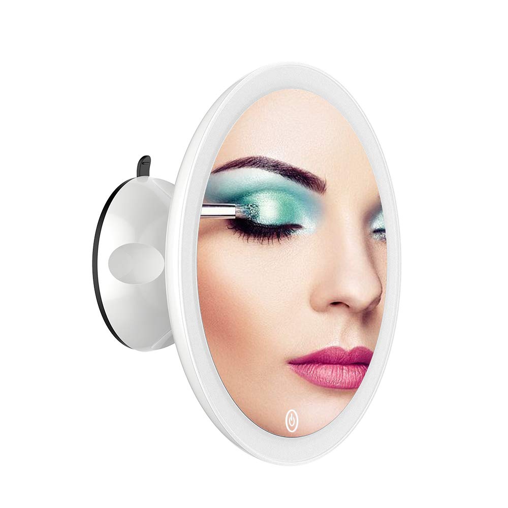TOUCHBeauty Shower Mirror Fogless for Shaving, 7X Magnifying Makeup Mirror with LED, Rechargeable Anti-Fog Shower Mirror, Fogless Bathroom Shaving Mirror for Men and Women, 360° Swivel