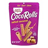 Sun Tropics CocoRolls Salted Caramel Flavor- 6 count, 4 oz each | Crisp Rolled Wafer Cookies, Coconut Rolls Made With Pure Coconut Cream | Gluten Free & Dairy Free Coconut Wafer Snack