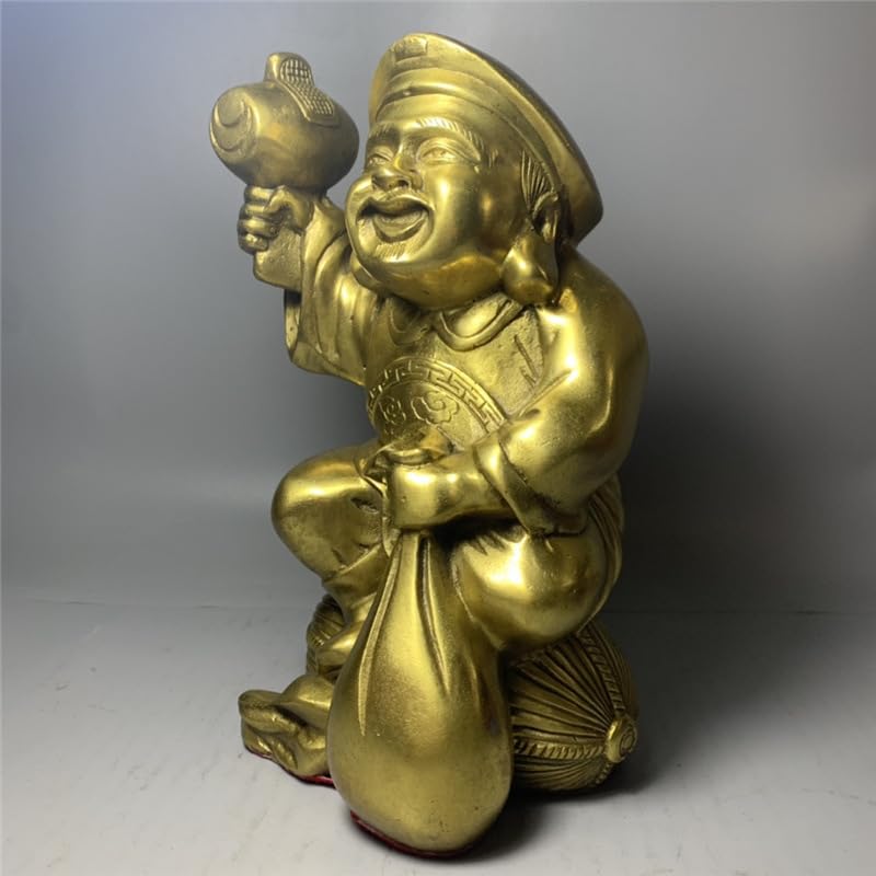 Posąg Buddy do wnętrz machający Bogiem Bogactwa Posąg Mosiężny Posąg Buddy Zen Bogactwo Dom Ozdoby Mosiężne Biuro Feng Shui Dekoracje Medytująca Statua Buddy Figurka Rzeźba