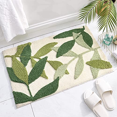 Morbuy Non-Slip Bath Mat, 45 x 65 cm Green Leaf Bathroom Floor Mat Super Soft and Water Absorbent, Machine Washable Microfiber Bathroom Rug for Bathroom, Shower, Bedroom, Kitchen, Doorway - Image 6