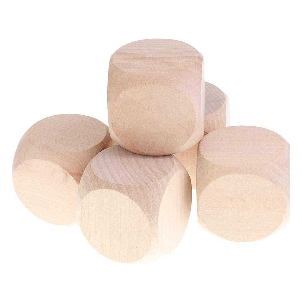 Dadi Vuoti in Legno D6 3 cm per DIY Decorazione, 5 Pezzi, 60mm