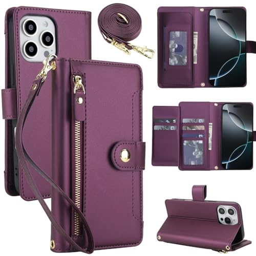 Étui compatible avec iPhone 14 Plus violet étui portefeuille à rabat