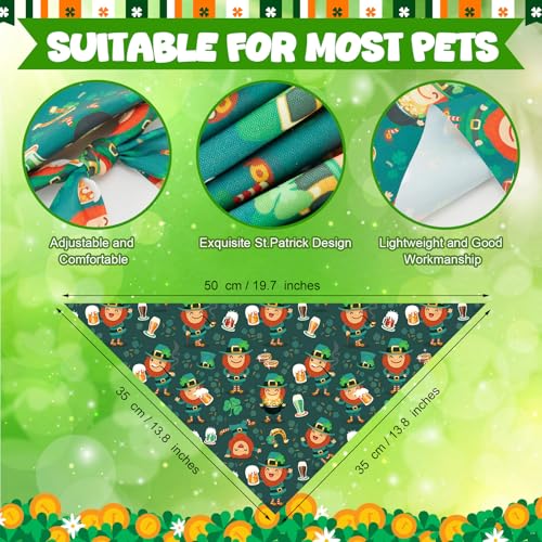 Image of Abbylike 50 Pcs St Patrick's Day Dog Bandanas Bulk Green Shamrocks Bandanas for Dogs Triangle Kerchief Bibs Scarf for Pet Irish Costume Photo Props Pet Shops Groomer, 25 Styles (19.7 x 13.8 x 13.8)