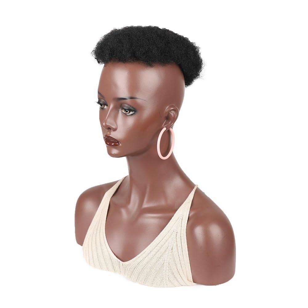 xiuling4568 Synthetic Hairpiece Short Afro Curly Wigs,Clip On Hair Topper Wigs Women Man's for Bald Head Thinning Hair Hairs Extensions(Black)