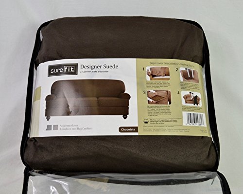 Surefit UNKNOWN Sure Fit Designer Suede Individual Cushion 3 Seat Sofa Slipcover In A Chocolate Color thumb #3