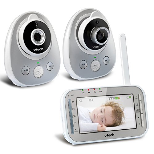 VTech VM342-2 Video Baby Monitor with 170-Degree Wide-Angle Lens for Panoramic View, Night Vision, Talk-Back Intercom & 1,000 feet of Range with 2 Cameras