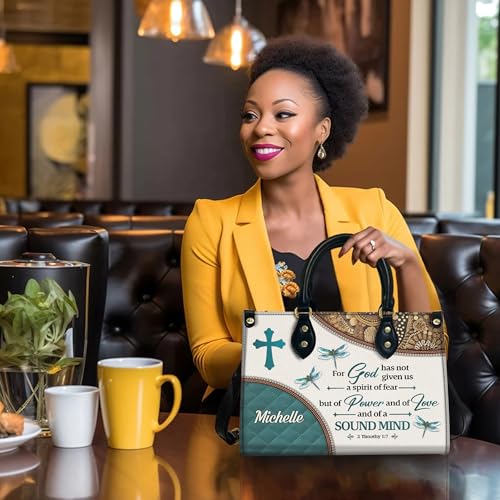 Personalized Leather Handbag for Women, Custom Name Church Bags, Christian Gifts for God Lovers, Ideal Christmas Gift for Mom3