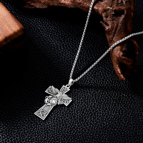 Marines Cross Necklace for Men 925 Sterling Silver Marines Pendant Celtic Birthday Jewelry for Husband Father2
