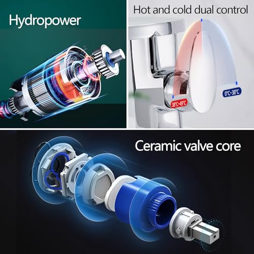 Grifo de lavabo de baño con boquilla de cascada de luz LED que cambia de 3 colores, material de latón, hidropotencia, diseño de un agujero para cocina, lavandería húmeda y cámper