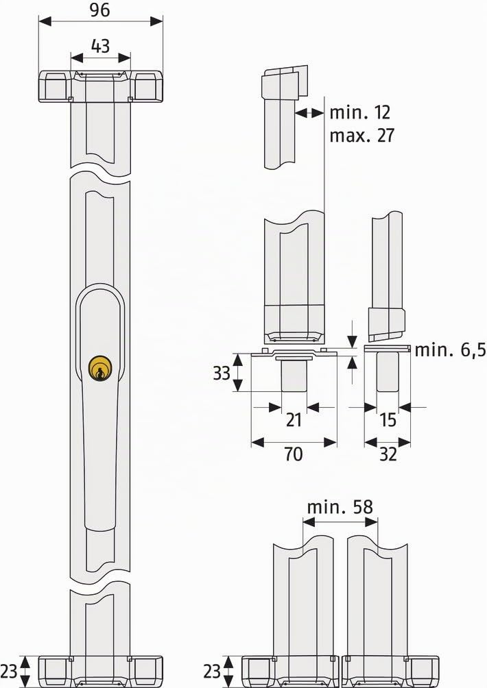 ABUS Stangenset FOS/FSA - Riegelstangen für Fenstersicherungen FOS550/A, FOS650/A und FSA3550 - 118 cm lang - 12026 - 2er Set - Weiß | Riegelstangen mit kürzbaren Abdeckhauben & Gewindestangen - 2er Set - Zubehör für Fenstersicherungen